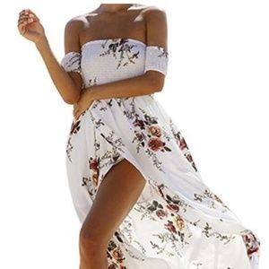 maxi dress off the shoulder